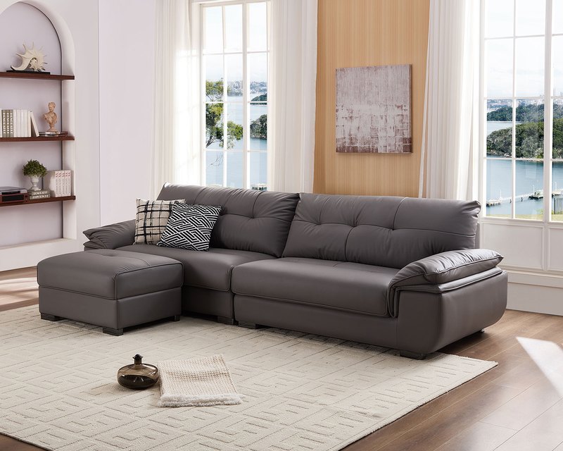 艾斯特 L 型皮沙發｜環保抗菌皮革 × 高彈坐墊 × 十年骨架保固 – 擇木深耕系列