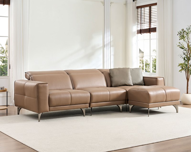 尼爾森L型全牛皮沙發｜進口頭層牛皮 × 可調式背靠 × 十年骨架保固 – 擇木深耕系列