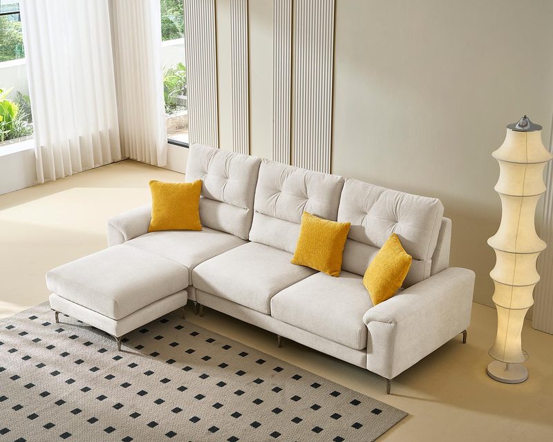 貝兒娜L型貓抓布沙發｜耐磨防潑水 × 可拆洗布套 × 左右移動腳椅 – 擇木深耕