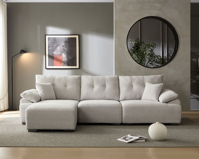 雪菲爾L型布沙發｜耐磨防潑水 × 可拆洗布套 × 兩段式背靠 – 擇木深耕