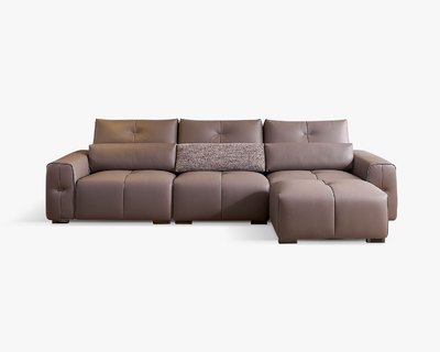 馬卡斯L型皮沙發｜抗污耐磨皮革 × 活動式背靠 × 左右移動腳椅 – 擇木深耕