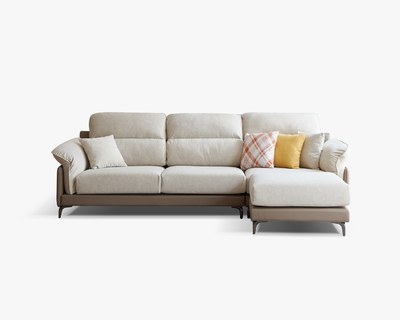 瑞拉L型貓抓布沙發｜雙材質搭配 × 可拆洗布套 × 左右移動腳椅 – 擇木深耕