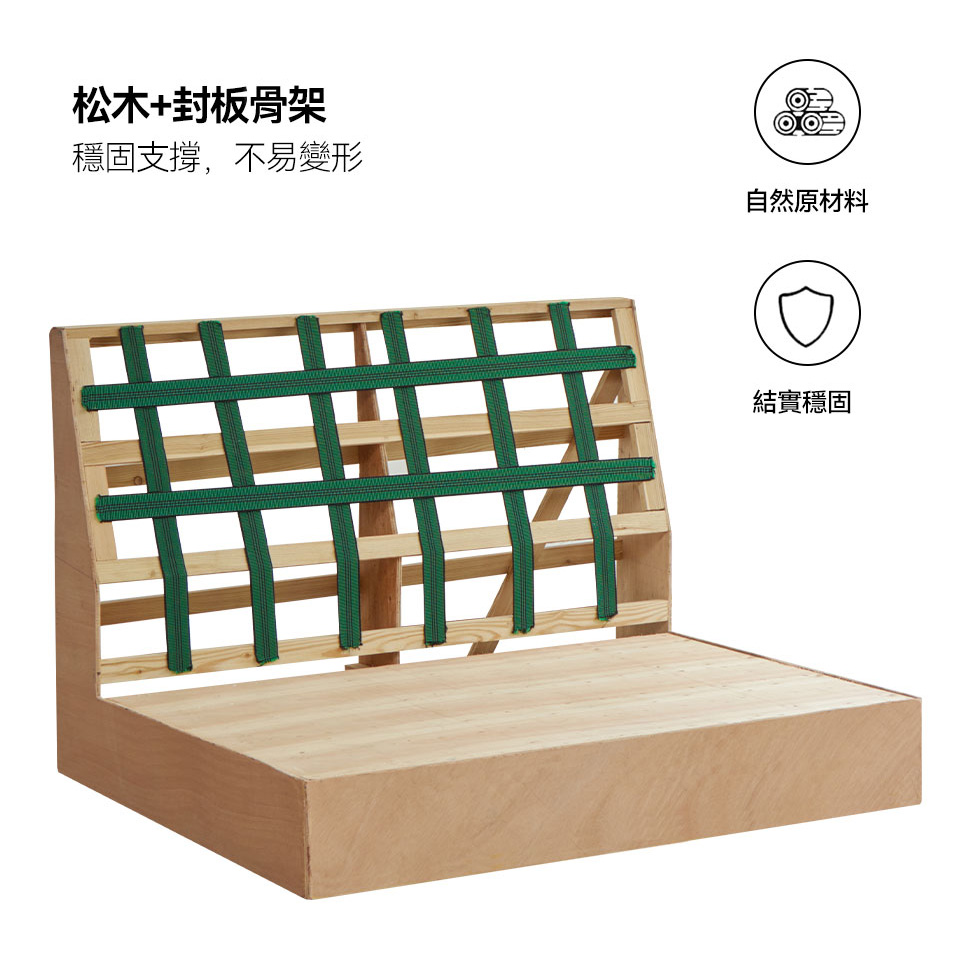 瑪琪L型布沙發｜松木+封板骨架，穩固支撐不易變形