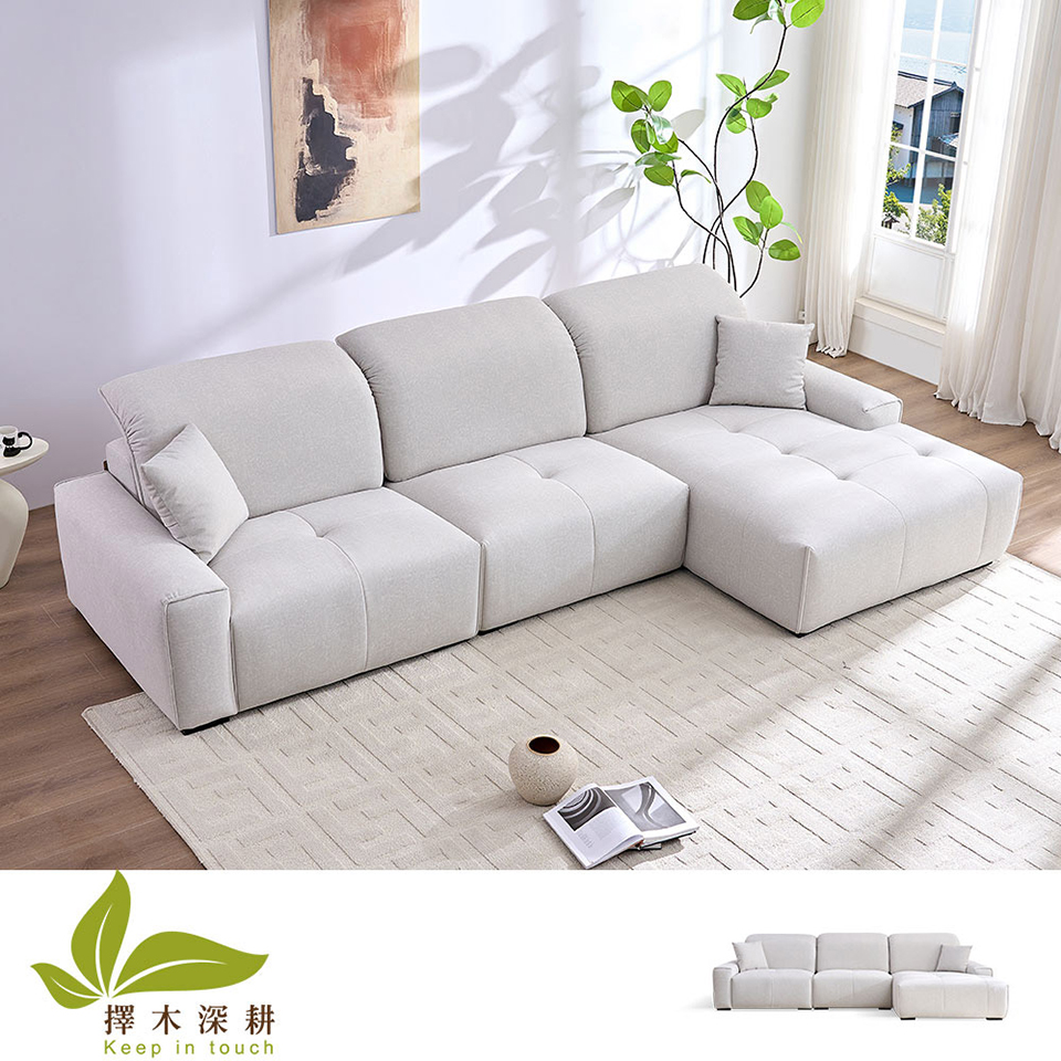 貓抓布模組沙發推薦｜波比沙發米灰實景｜適合小宅客廳