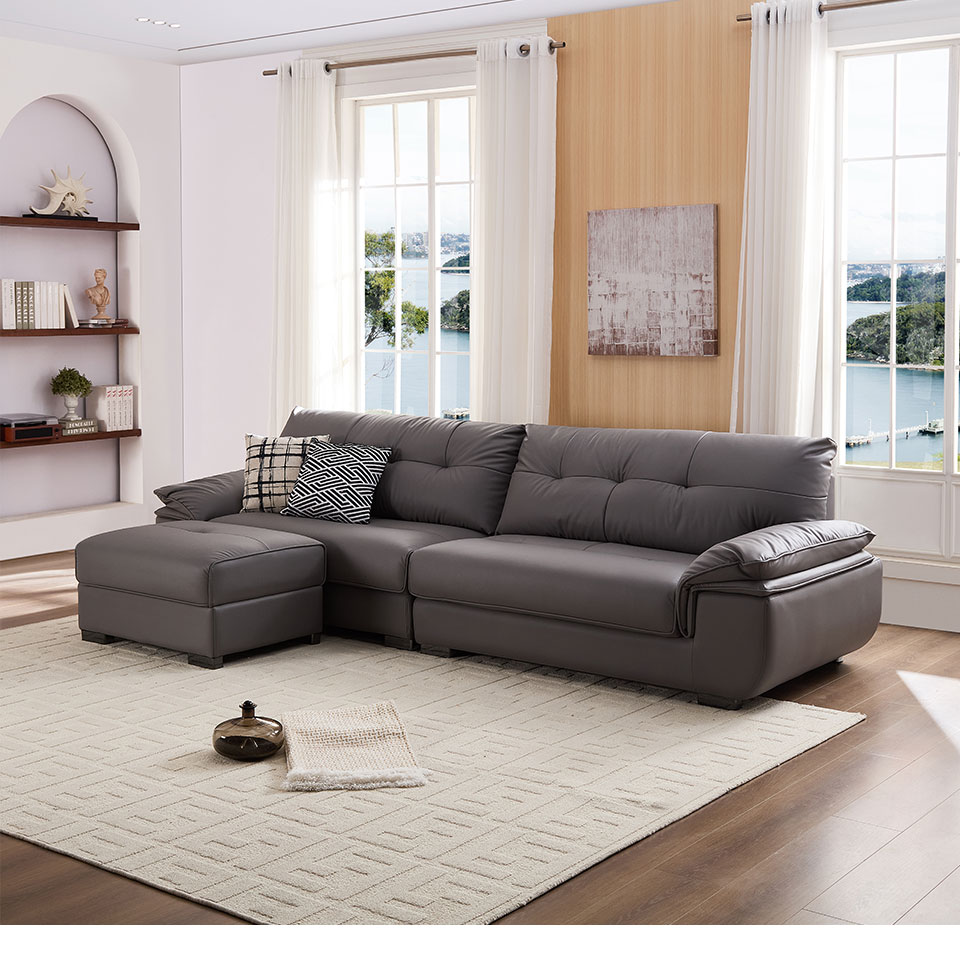 艾斯特L型皮沙發，打造舒適又耐用的居家沙發首選