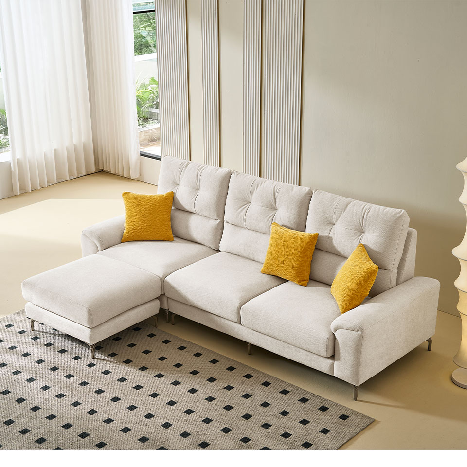 貝兒娜L型貓抓布沙發側面展示