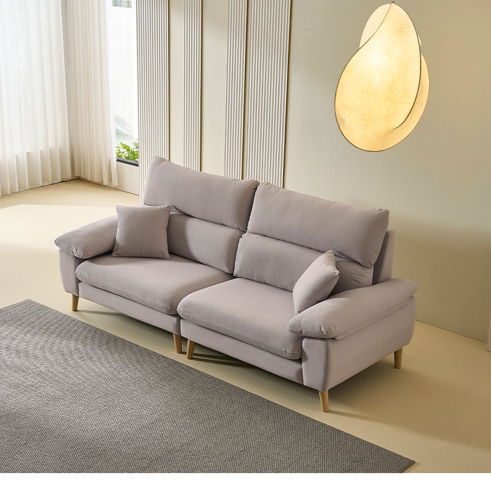 安卡一字型貓抓布沙發側面展示