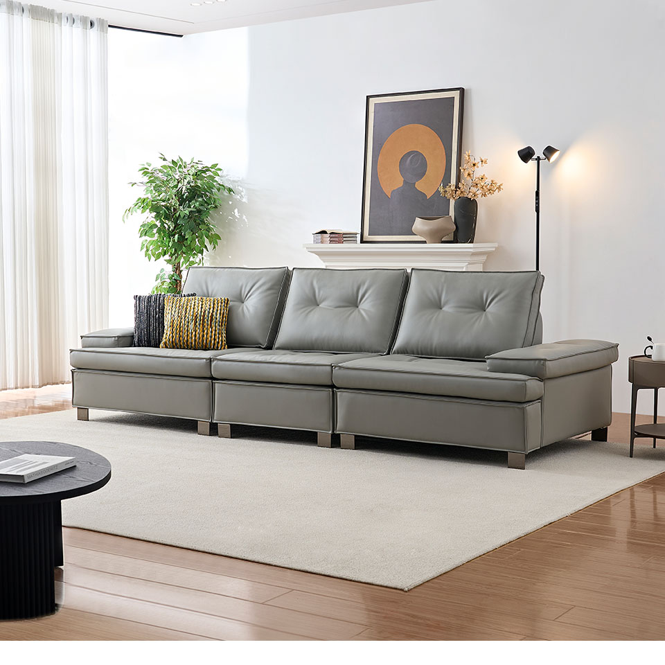 聖塔倫L型皮沙發｜側面角度展示