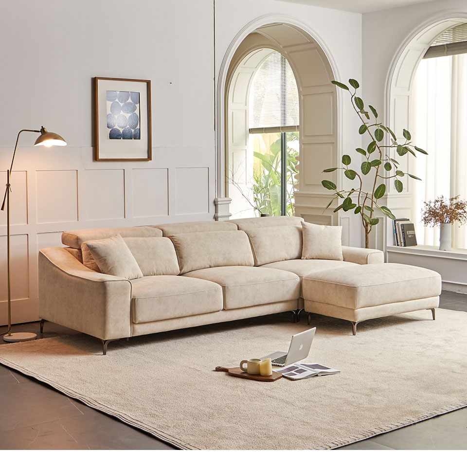 卡芮兒L型貓抓布沙發｜側面角度展示