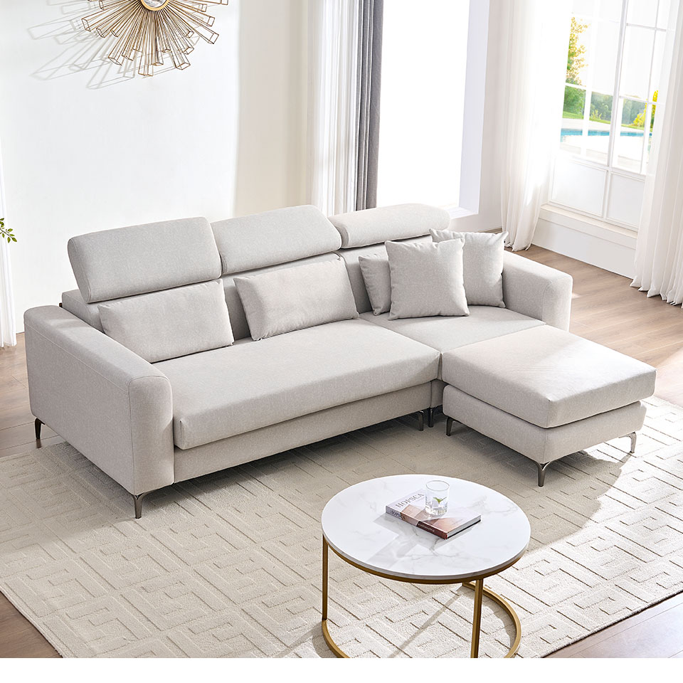 維洛納L型貓抓布沙發｜側面角度展示