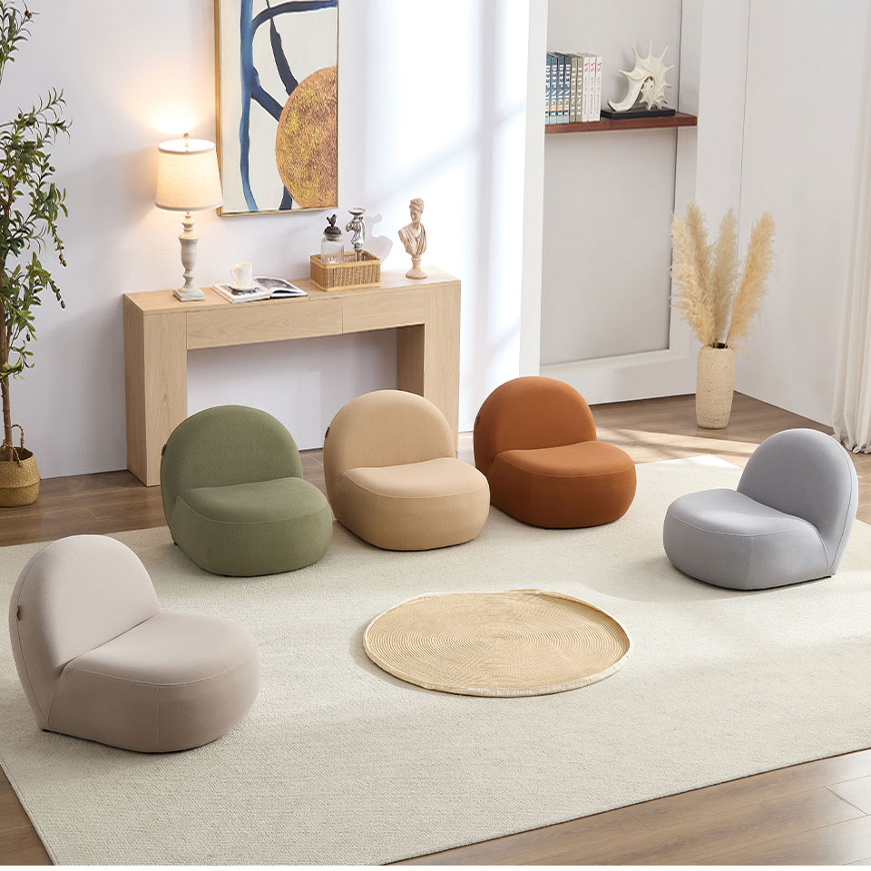 小泡芙貓抓布沙發椅｜日系矮座設計・耐磨防水・小坪數單人椅推薦