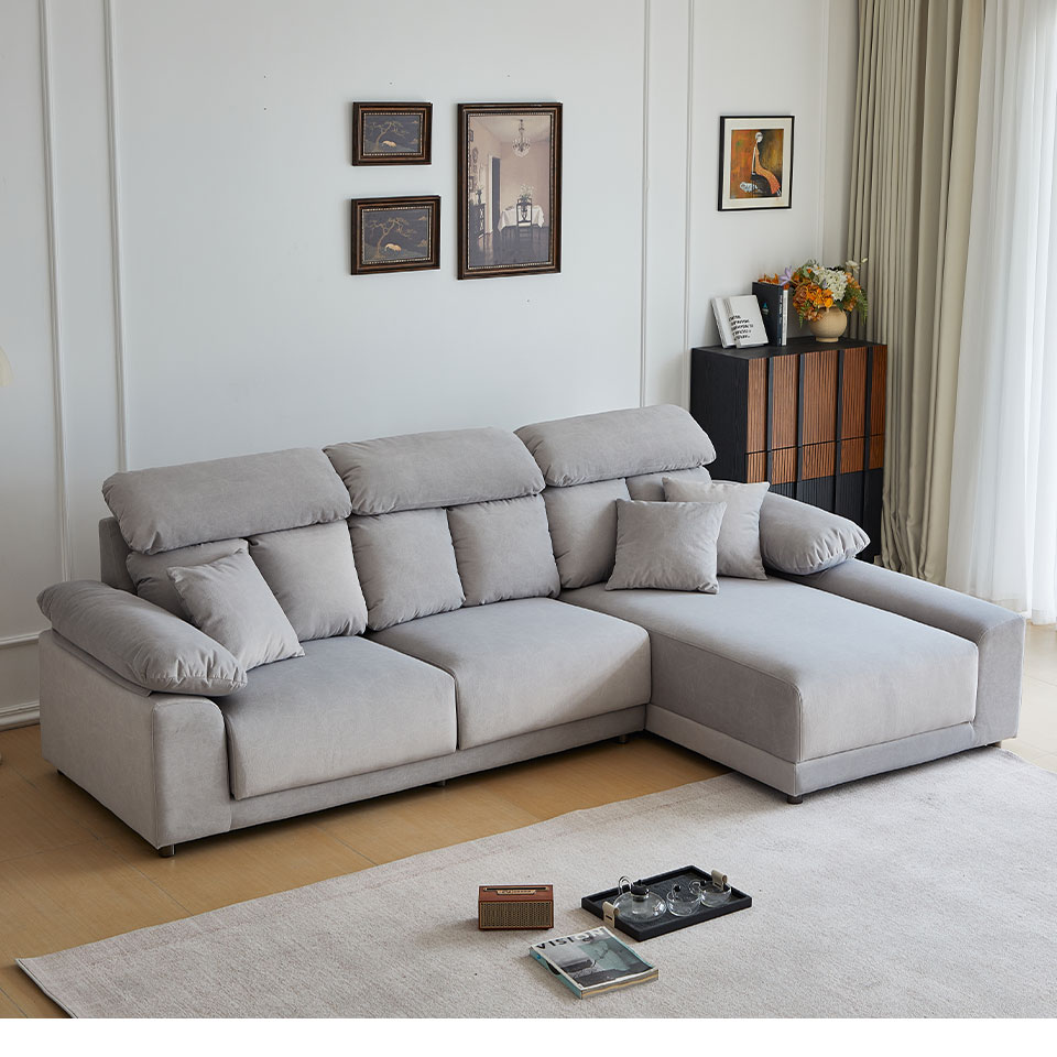 莫爾L型貓抓布沙發｜右型側面角度 客聽實景