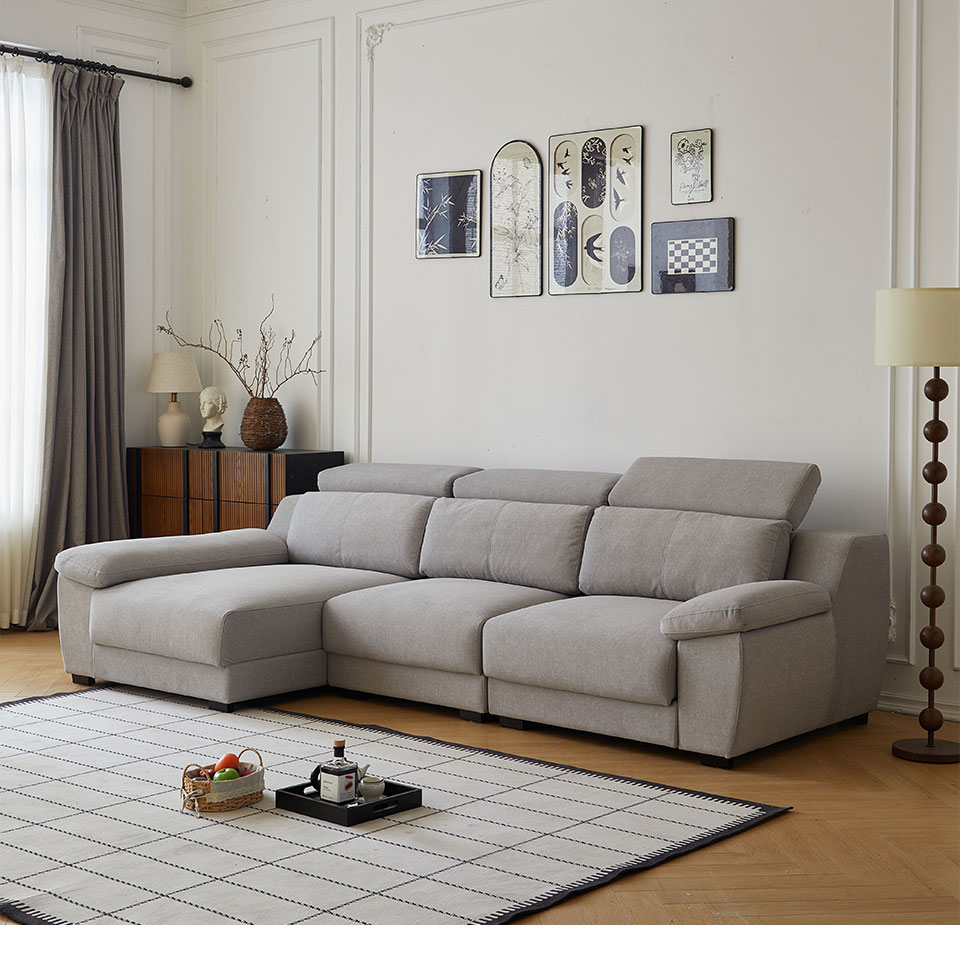 佐伊L型貓抓布沙發｜側面角度展示