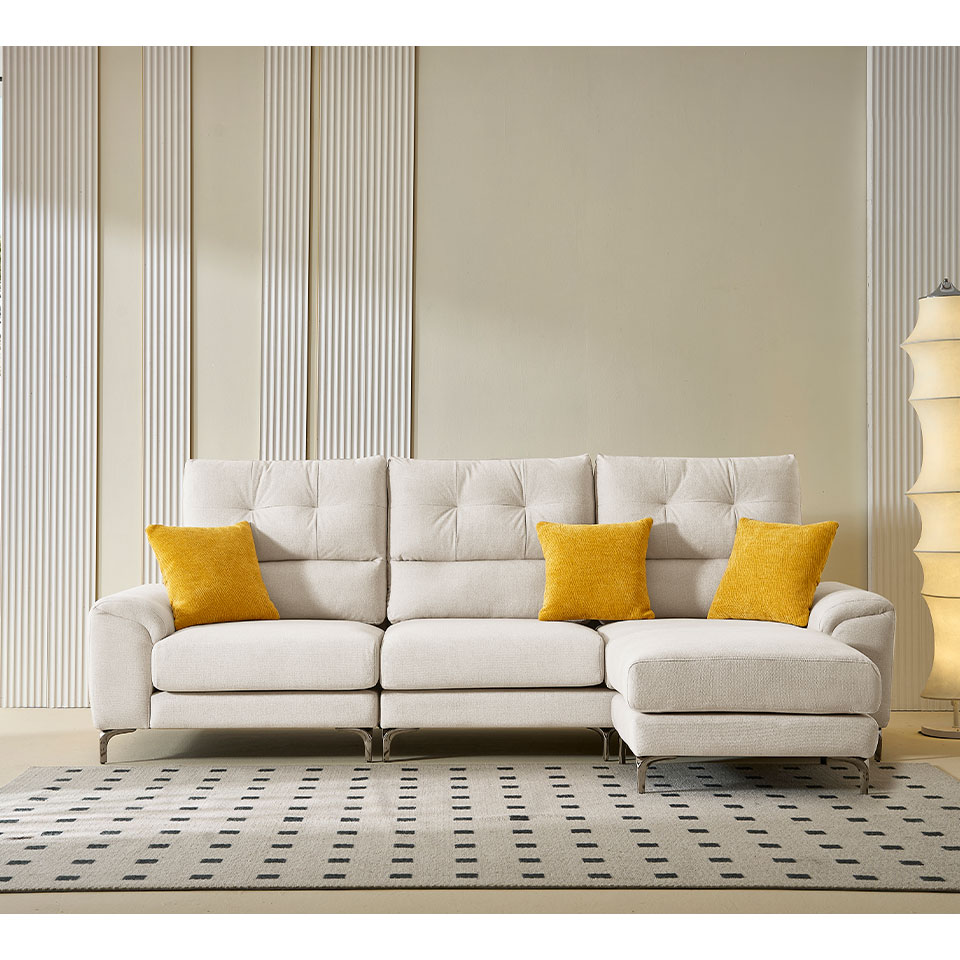 貝兒娜L型貓抓布沙發正面展示