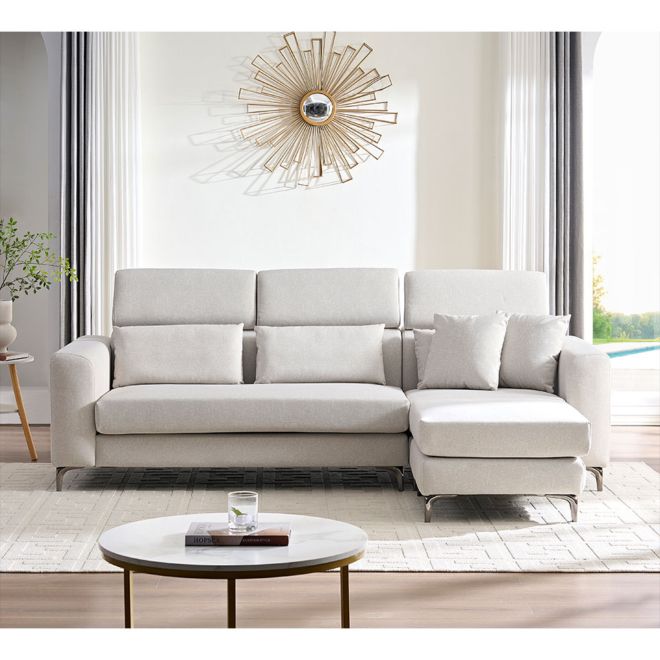 維洛納L型貓抓布沙發｜正面角度展示