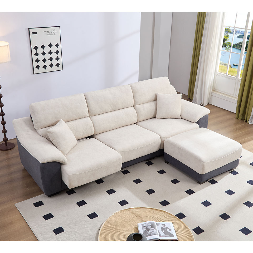 馬蒂尼L型貓抓布沙發｜滑軌坐墊展示