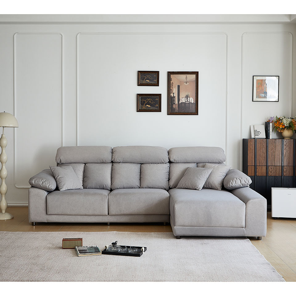 莫爾L型貓抓布沙發｜右型正面角度展示