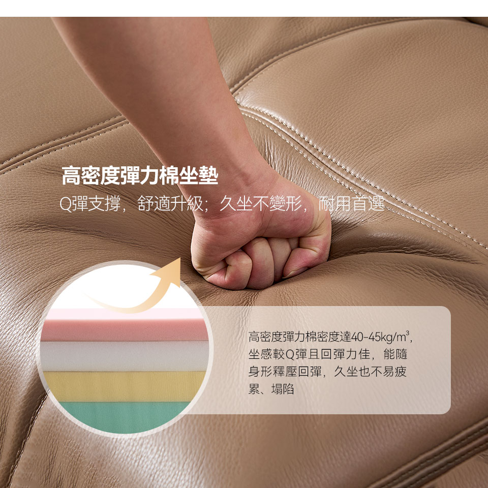 尼爾森L型全牛皮沙發｜高密度彈力棉坐墊，Q彈支撐，舒適首選