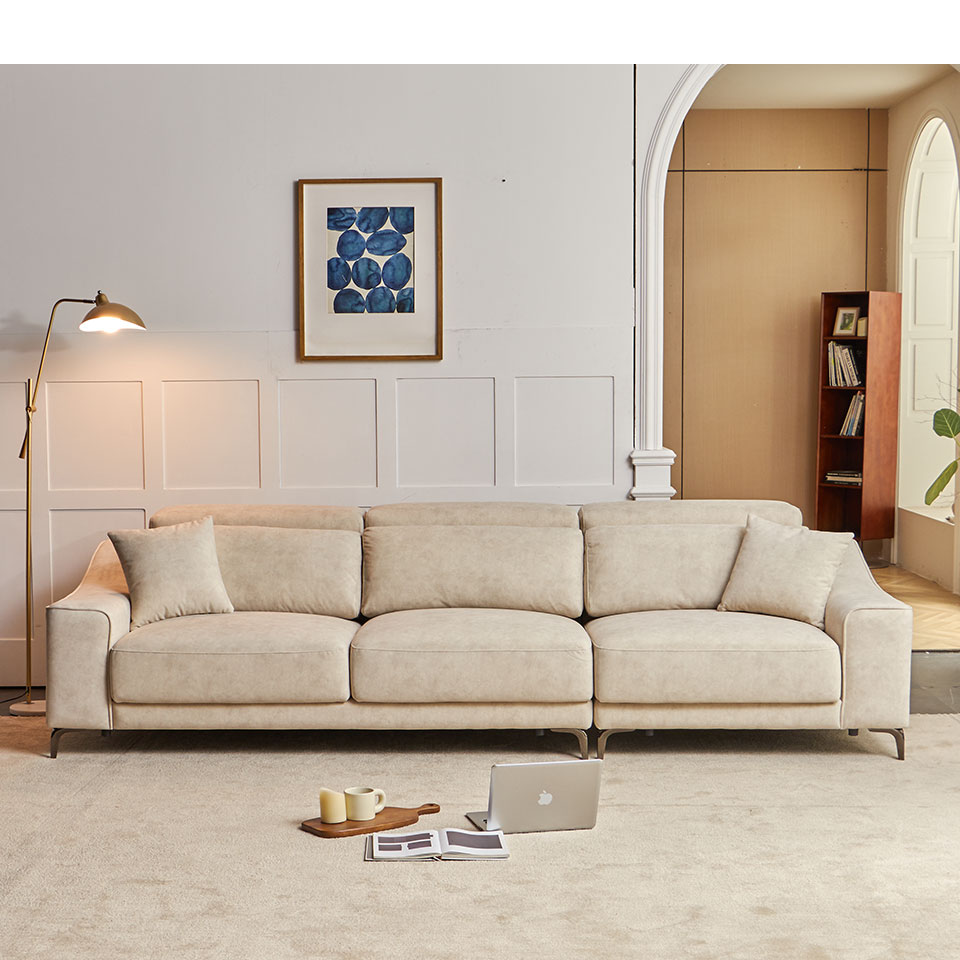 卡芮兒L型貓抓布沙發｜一字型沙發展示