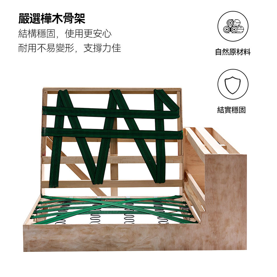 島嶼一字型貓抓布沙發|樺木骨架,結構穩固不易變形