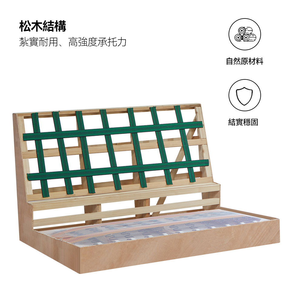 艾諾克L型貓抓布沙發｜松木骨架結構展示，提供穩固支撐