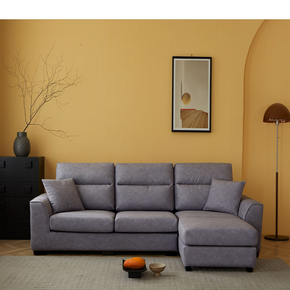 蘿倫L型布沙發正面展示