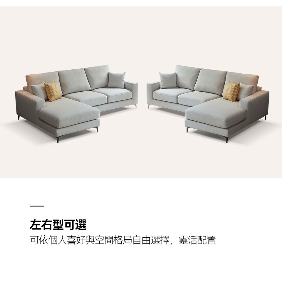 可依個人喜好、格局環境選擇左或右型，居家動線不受限制