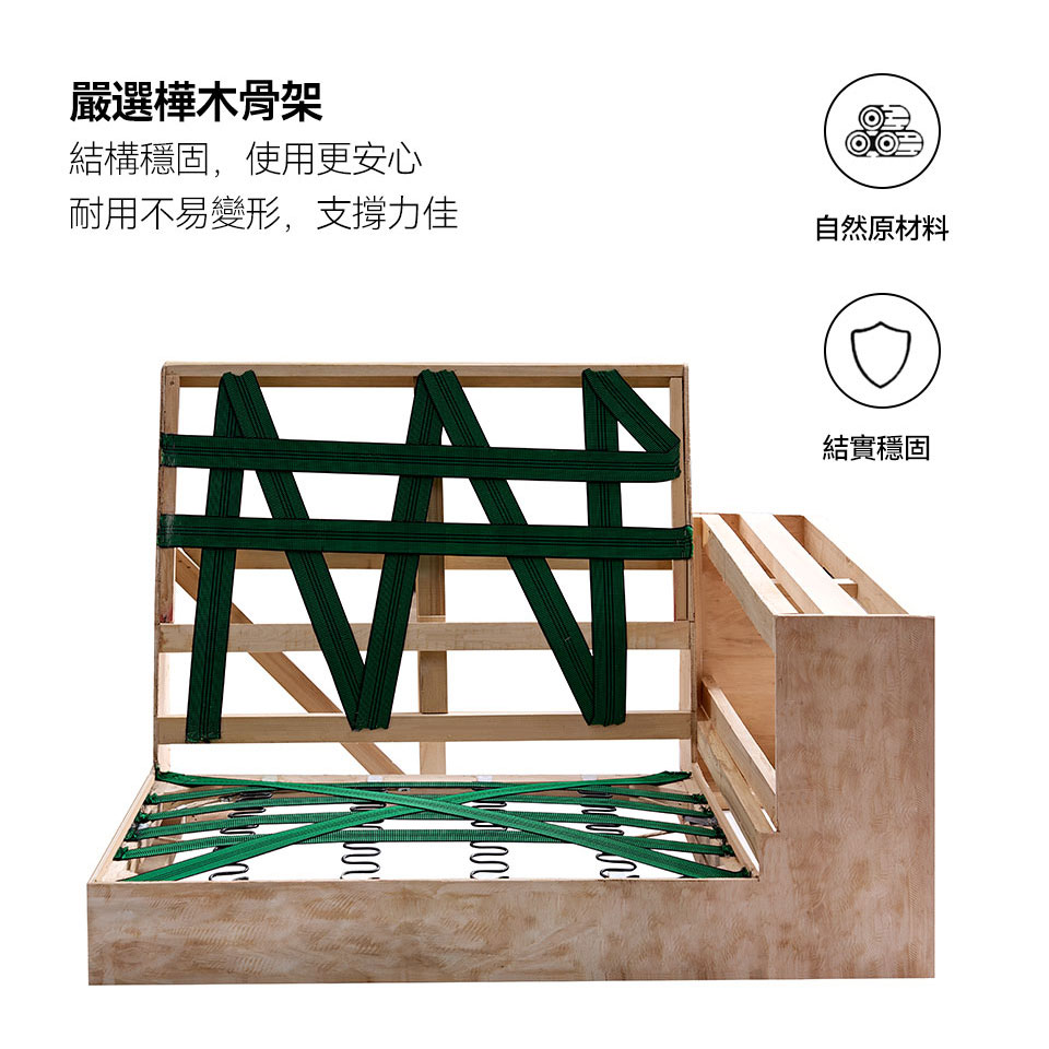 哈德森L型皮沙發|樺木骨架搭配體感彈簧,結構穩固不易變形