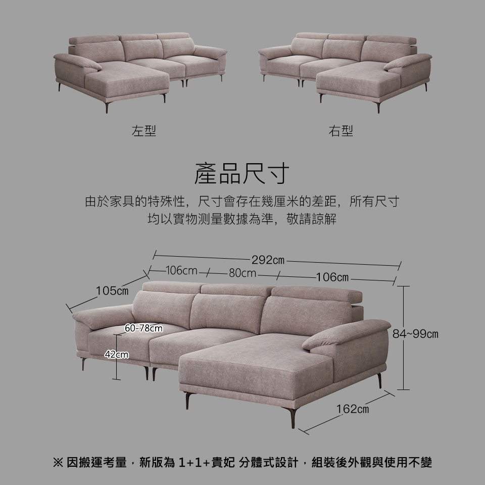 L型沙發尺寸圖｜沙發尺寸配置建議