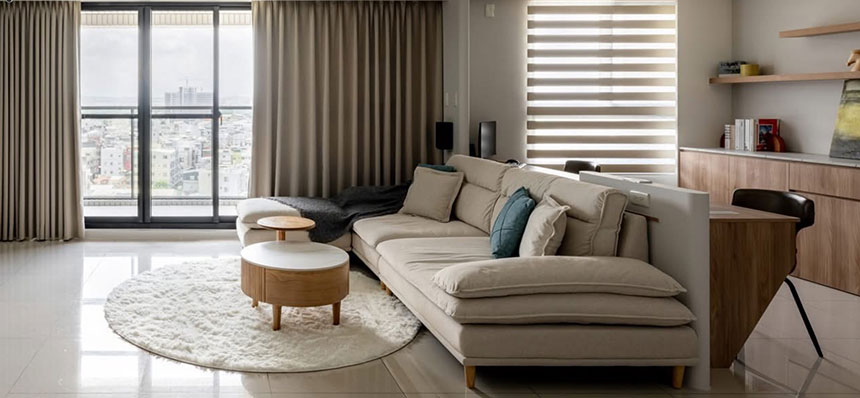 YKS 艾登客製L型貓抓布沙發｜高雄楠梓客人實拍沙發側面｜擇木深耕系列熱銷款