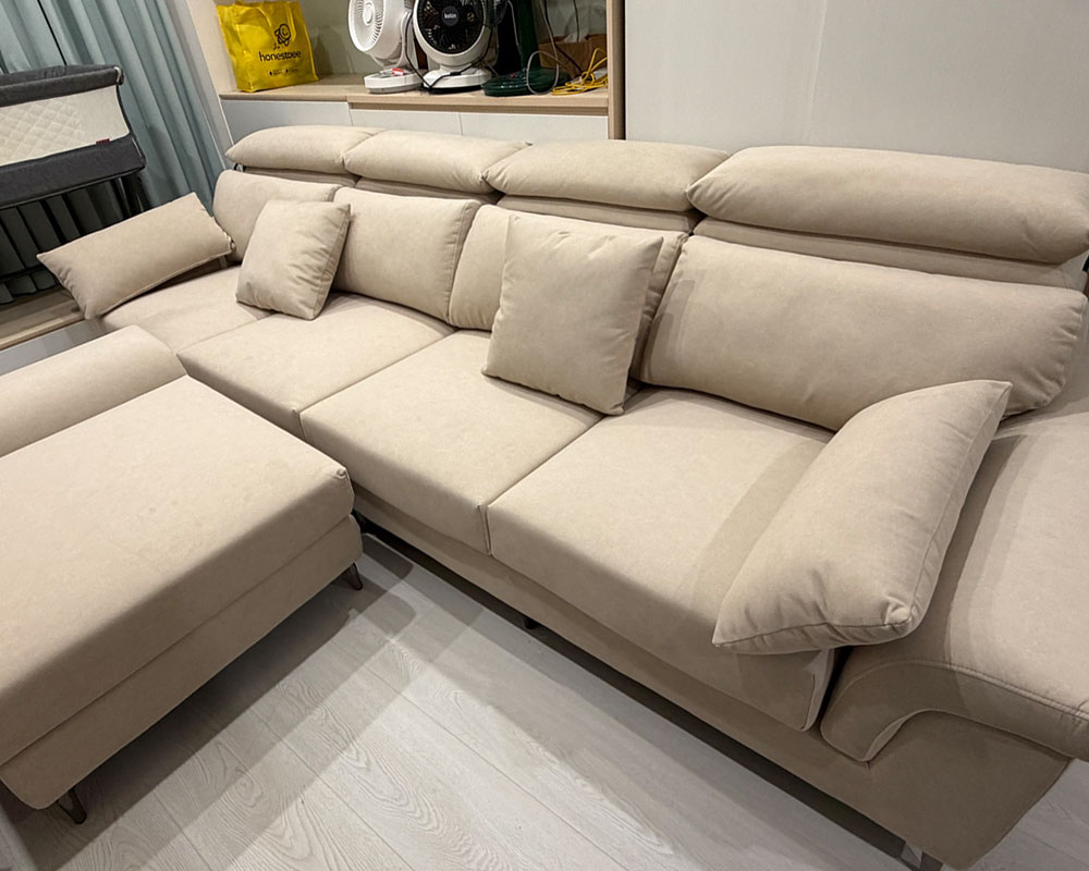 YKS 亞伯特L型貓抓布沙發｜高雄蔡小姐客人開箱實拍左側｜擇木深耕系列