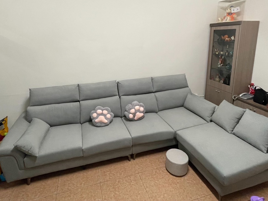 YKS 亞伯特L型貓抓布沙發｜台南關廟開箱實拍沙發｜擇木深耕系列熱銷款