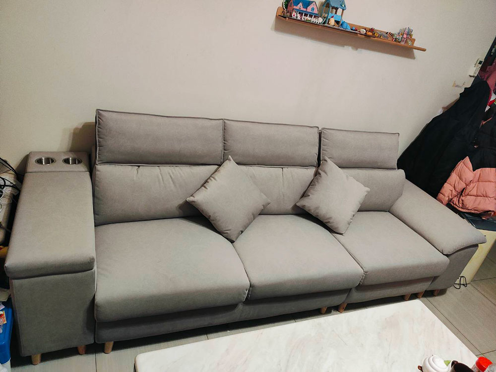 YKS 貝特默 L 型貓抓布沙發｜雲林虎尾許小姐開箱實拍客廳沙發｜擇木深耕系列