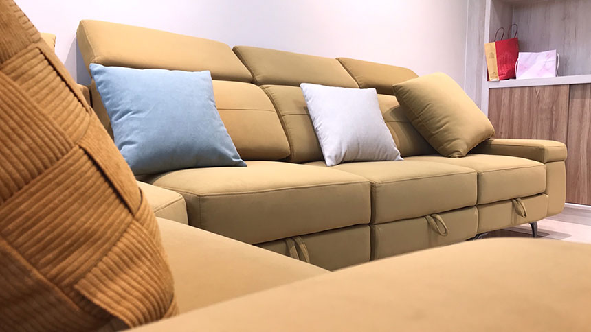 YKS 康拉德L型貓抓布沙發｜台中黃先生姐實拍沙發側面放大｜擇木深耕系列熱銷款