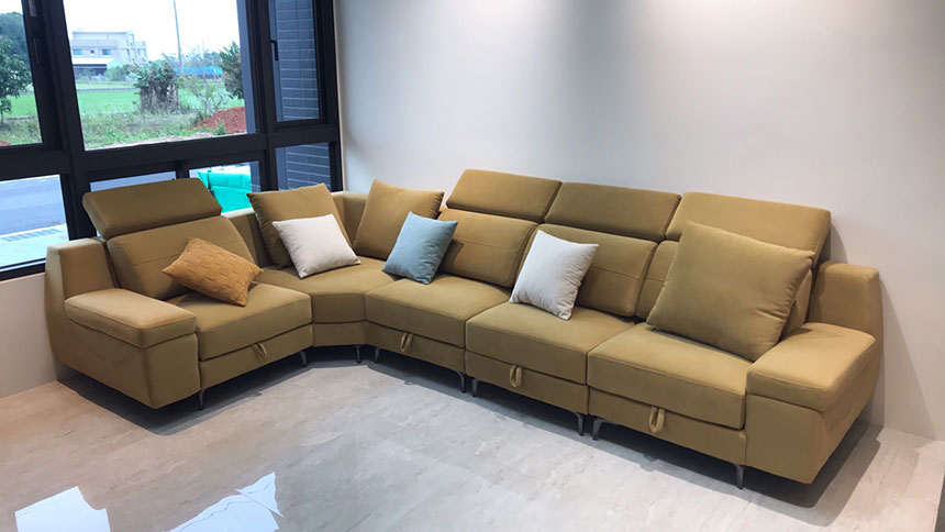 YKS 康拉德L型貓抓布沙發｜台中黃先生姐實拍沙發右側面｜擇木深耕系列熱銷款