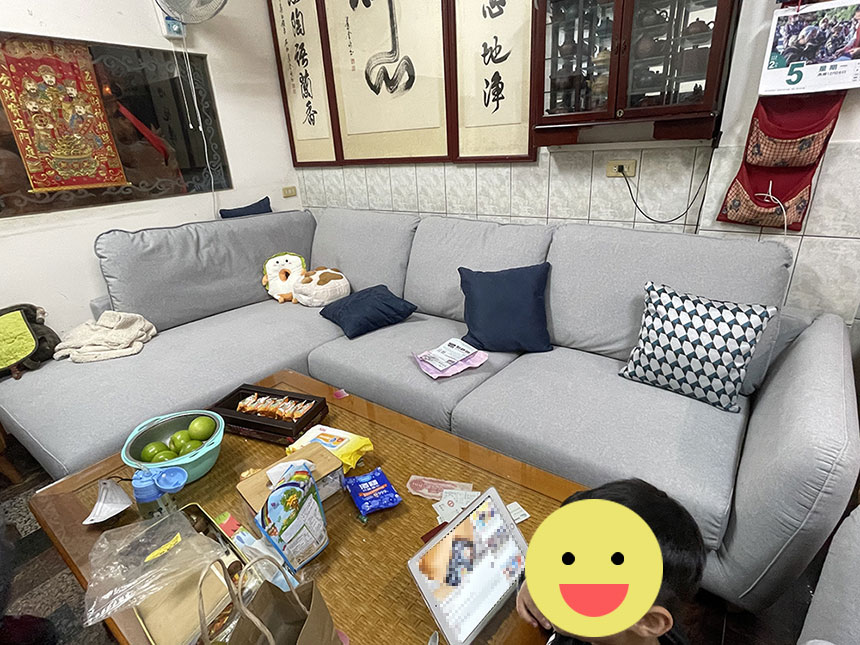 客製開箱-北歐微光L型貓抓布沙發