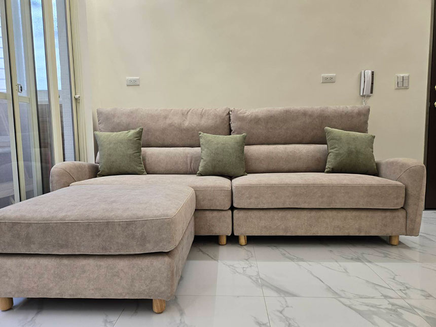 沙發開箱分享-哈莉特L型貓抓布沙發