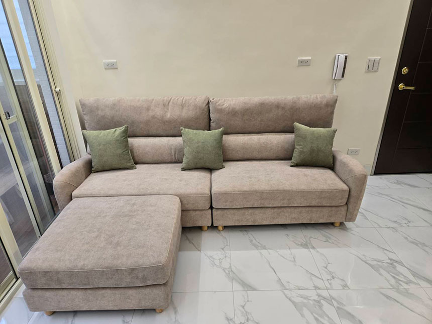 沙發開箱分享-哈莉特L型貓抓布沙發