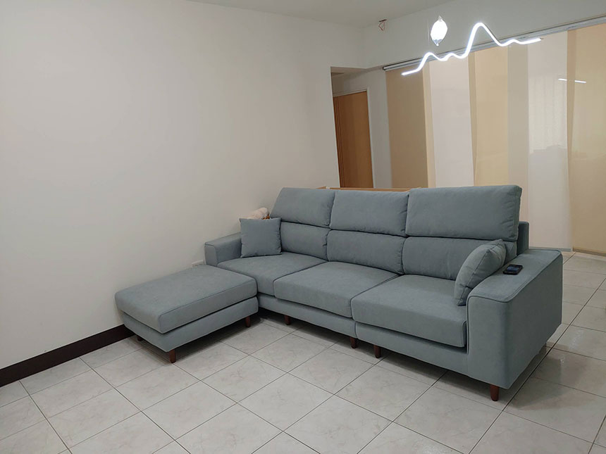 沙發開箱-弗洛拉L型貓抓布沙發