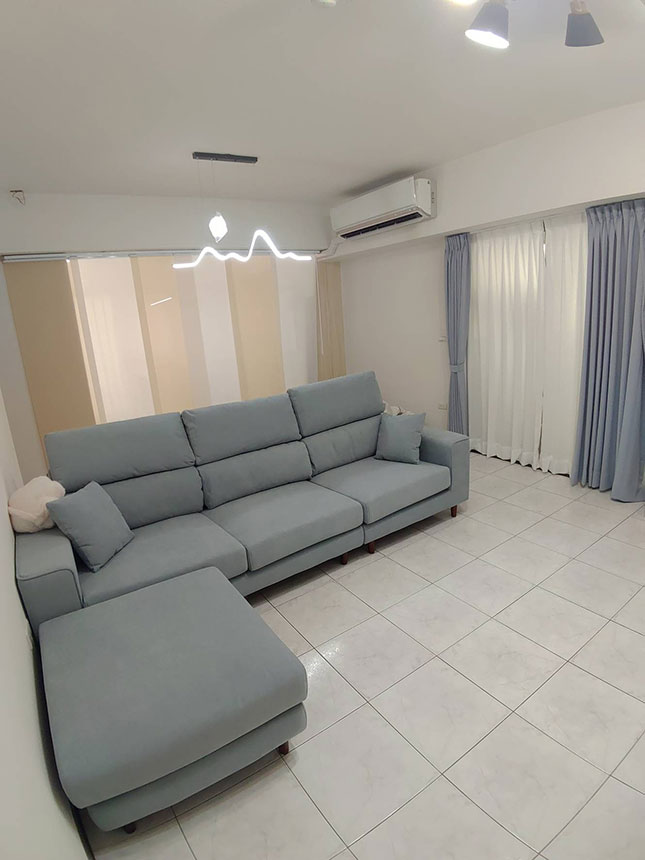 沙發開箱-弗洛拉L型貓抓布沙發