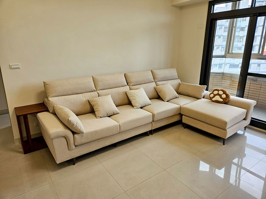 沙發開箱-亞伯特L型貓抓布沙發