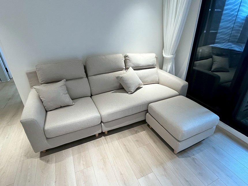 沙發開箱-伊甸L型布沙發