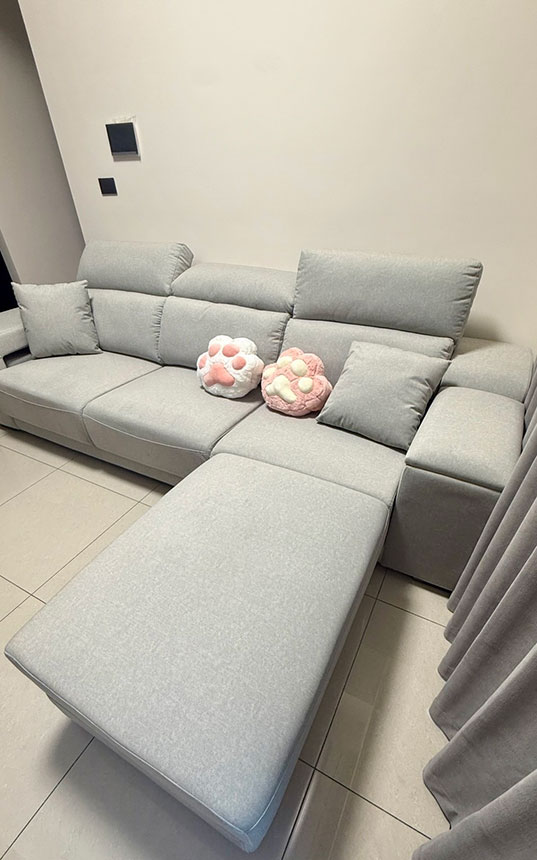 YKS沙發開箱-莫里尼L型貓抓布沙發(客製改色)