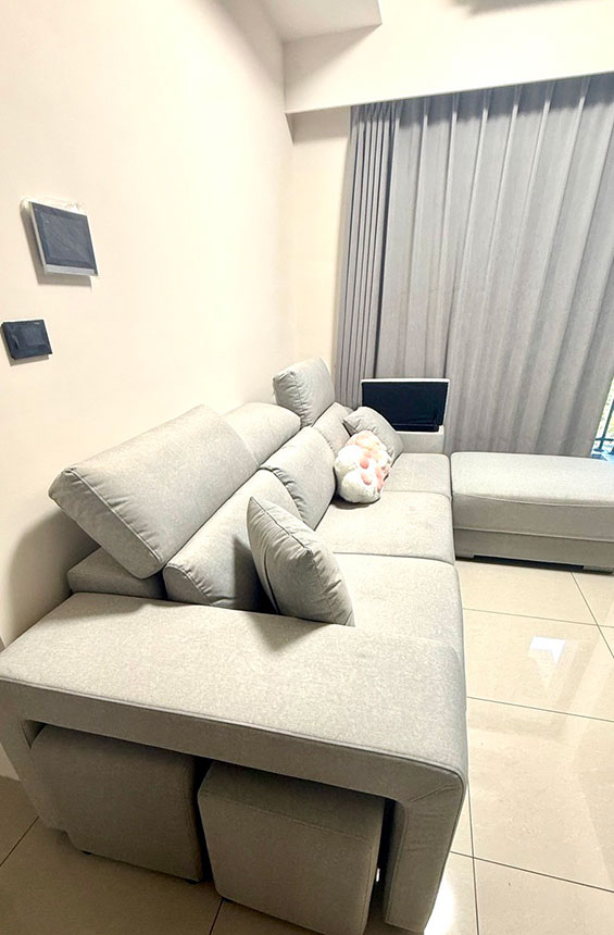 YKS沙發開箱-莫里尼L型貓抓布沙發(客製改色)