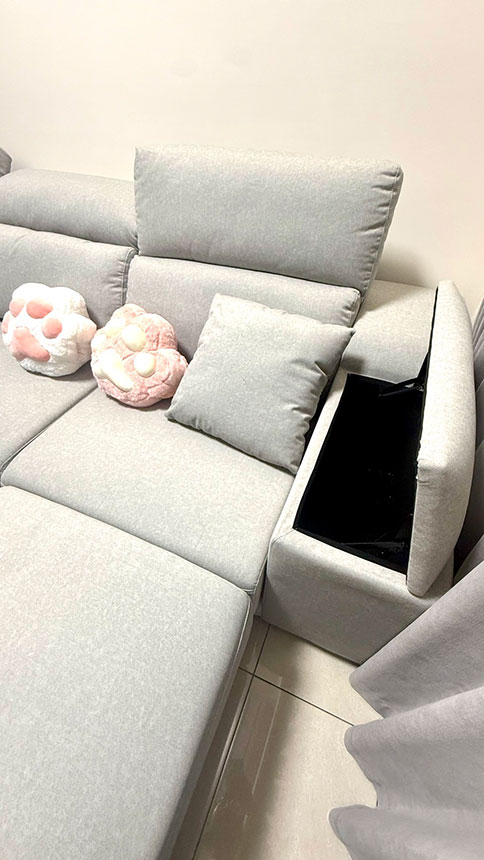 YKS沙發開箱-莫里尼L型貓抓布沙發(客製改色)