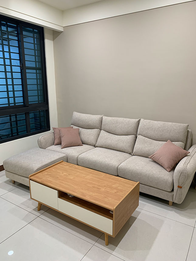 YKS沙發開箱-艾蜜麗L型貓抓布沙發