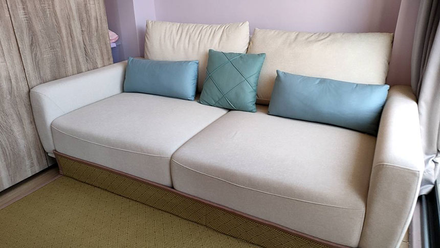 沙發開箱-喬治亞三人座貓抓布沙發