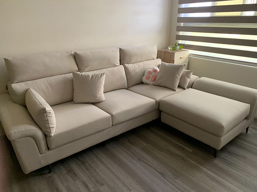 沙發開箱-亞伯特L型貓抓布沙發(客製)