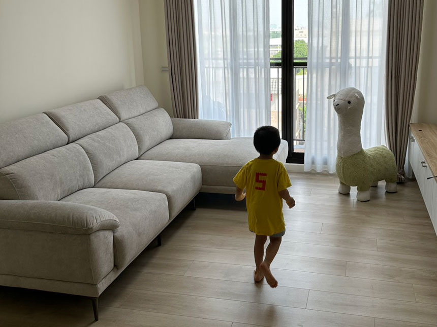 沙發開箱分享-曼德爾L型貓抓布沙發