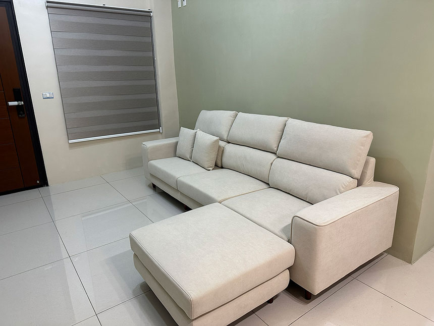 YKS 弗洛拉L型貓抓布沙發｜高雄傅先生實拍沙發右側面｜擇木深耕系列熱銷款